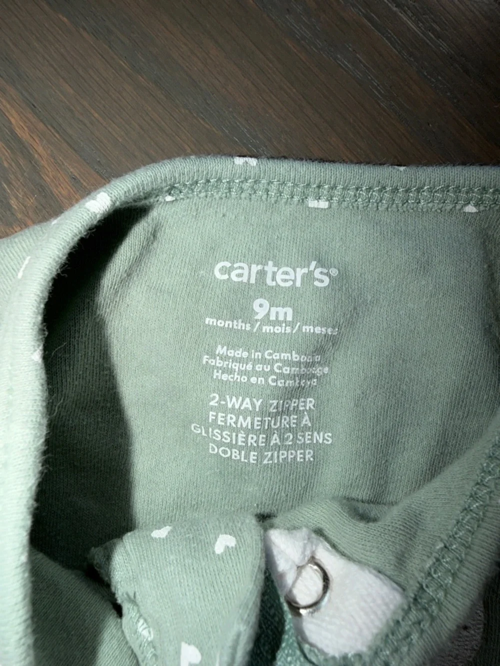 Carter’s Mint Green Polka Dot 2-Way Zip Cotton Sleep & Play Pajamas | 9M